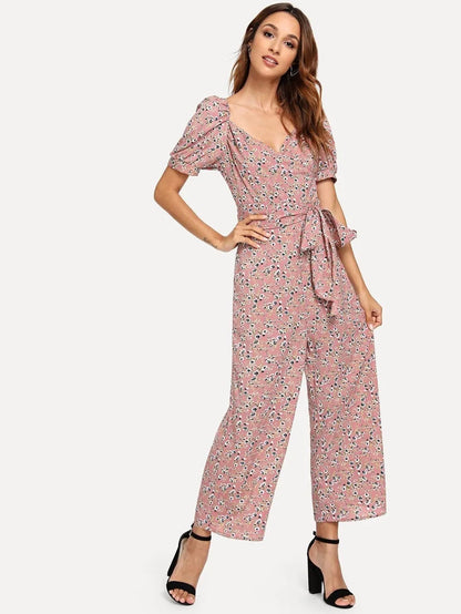 Daisy print wide leg jumpsuit Periwinkley Shop