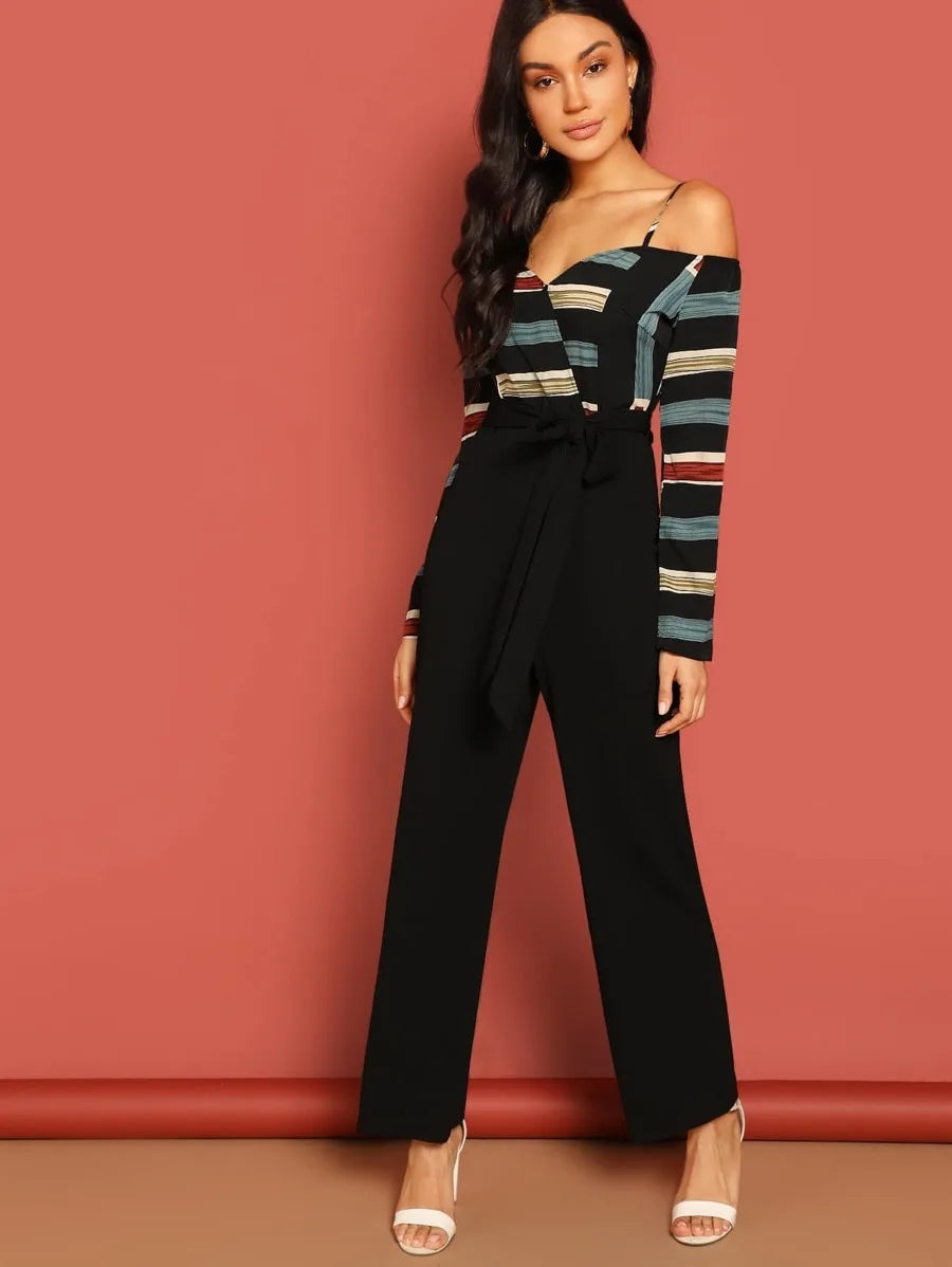 Cold Shoulder Surplice Leg Jumpsuit Periwinkley Shop