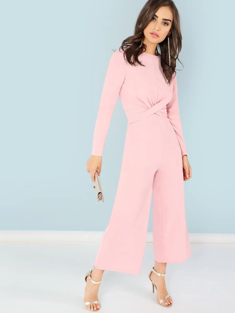 Cross wrap front wide leg jumpsuit Periwinkley Shop