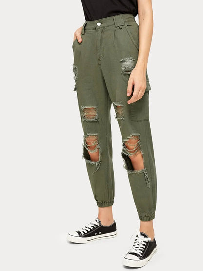 Ripped Distressed Cargo Jeans Periwinkley Shop