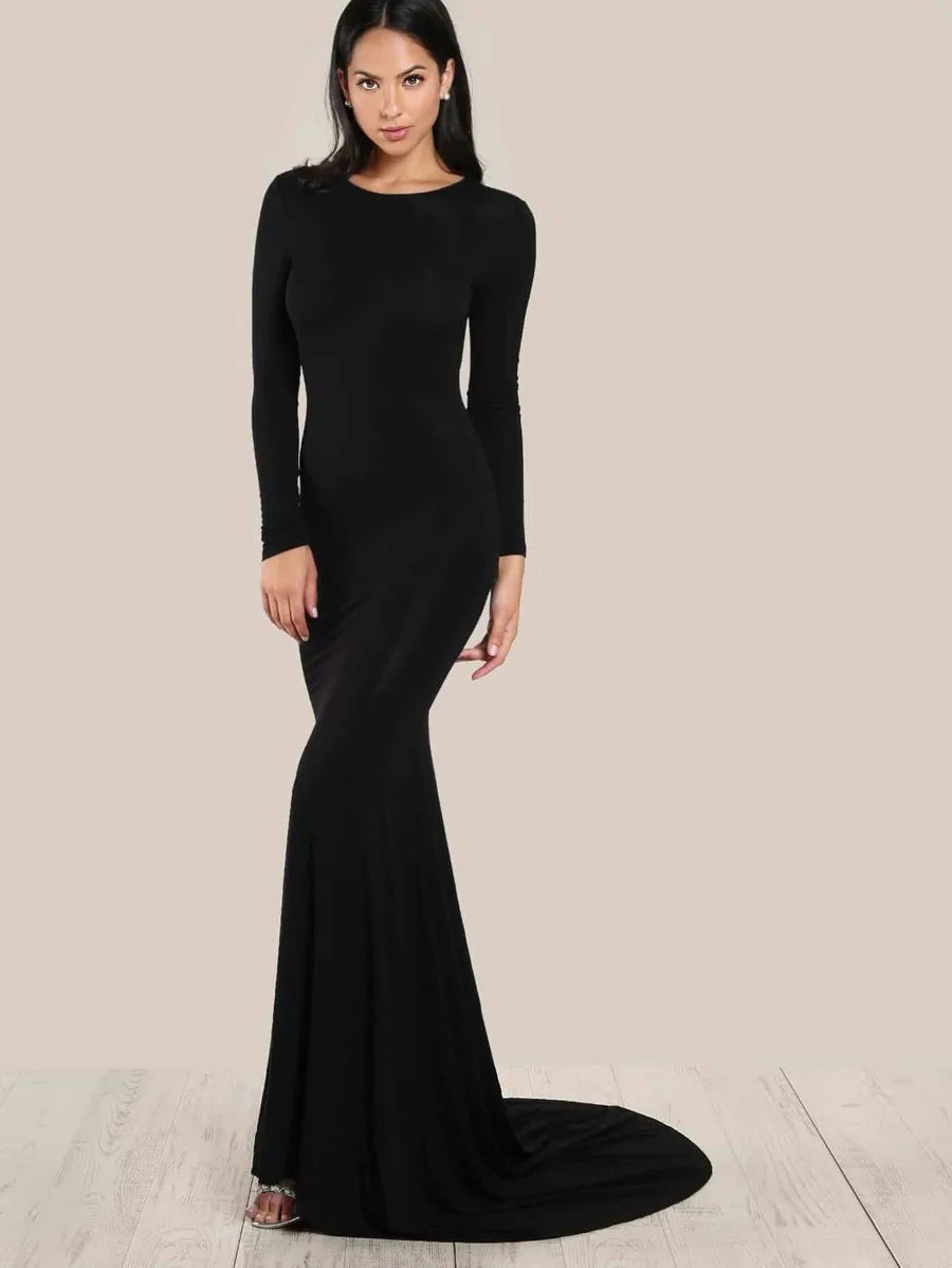 Open Back Form Fitting Fishtail Dress Periwinkley Shop