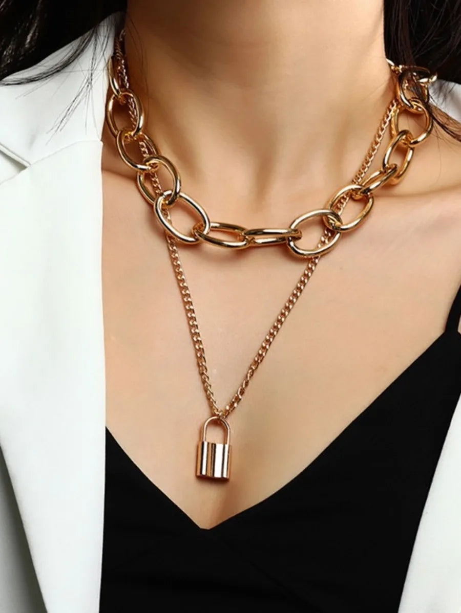 2PCS Lock Charm & Chain Necklace Periwinkley Shop
