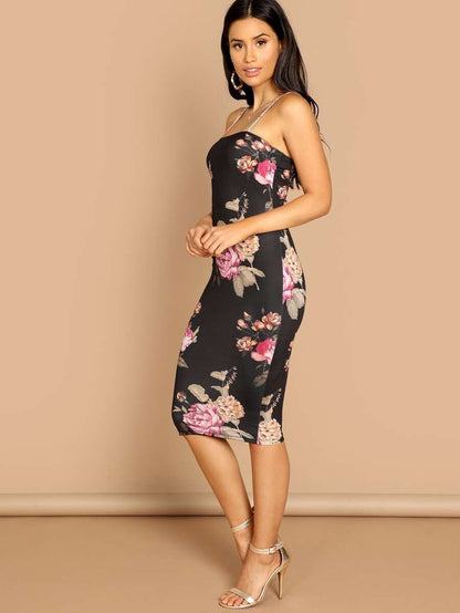 Floral Print Cami Midaxi Dress Periwinkley Shop