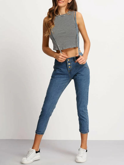 Strap Pockets Denim Pant Periwinkley Shop