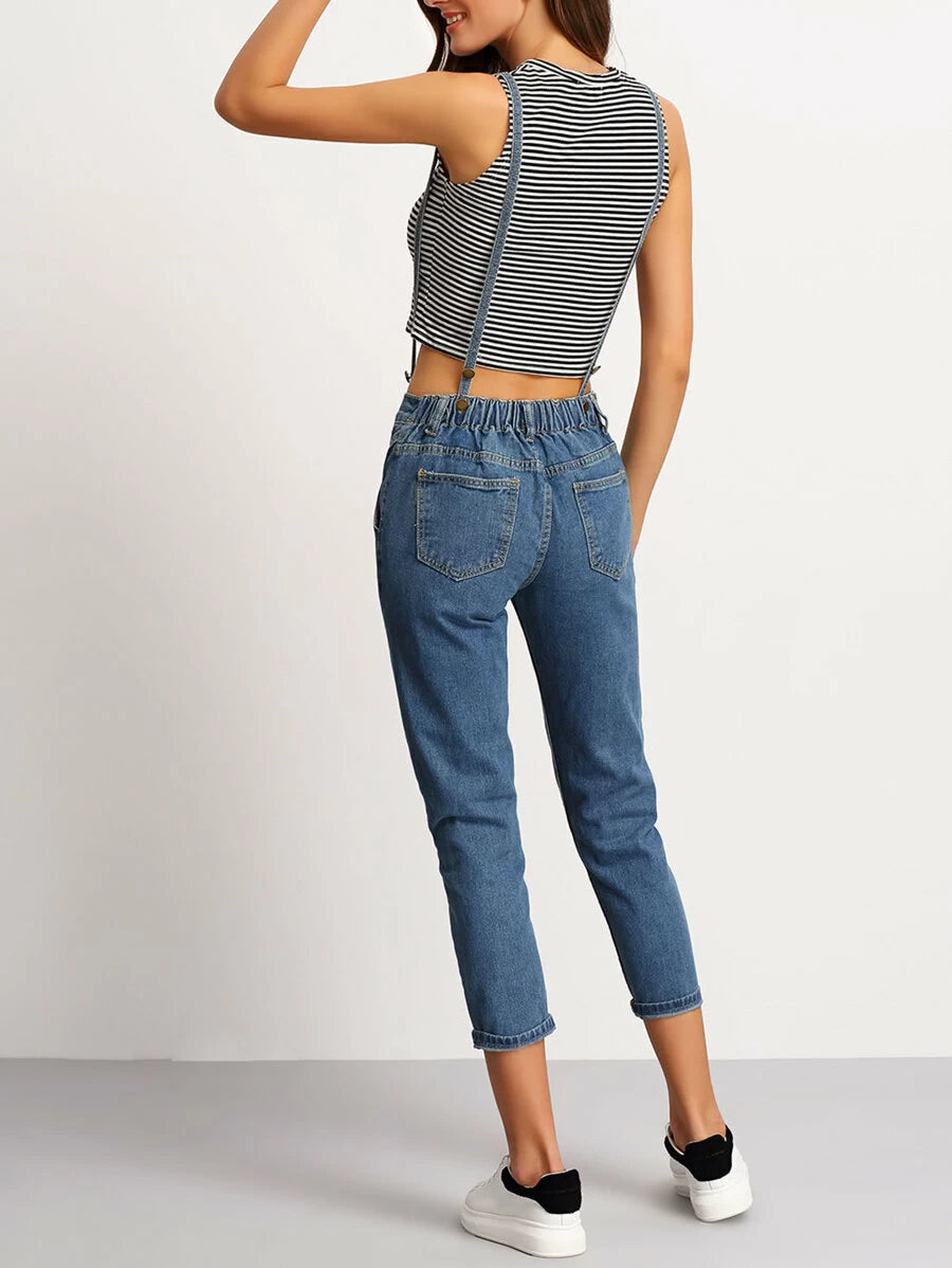 Strap Pockets Denim Pant Periwinkley Shop
