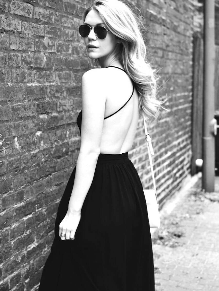 V-neck Cami Straps Backless Maxi Dress Periwinkley Shop