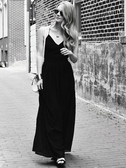 V-neck Cami Straps Backless Maxi Dress Periwinkley Shop