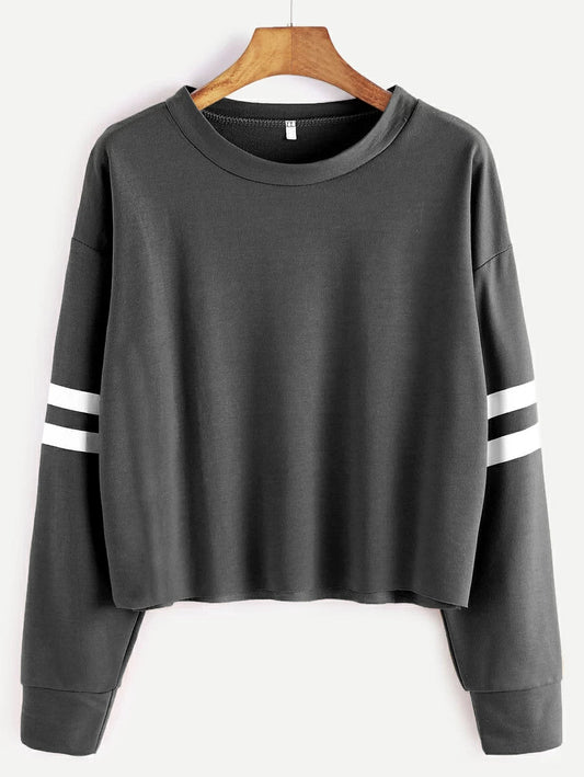 Varsity Striped Raw Hem Top Periwinkley Shop