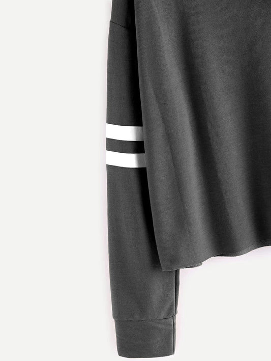 Varsity Striped Raw Hem Top Periwinkley Shop