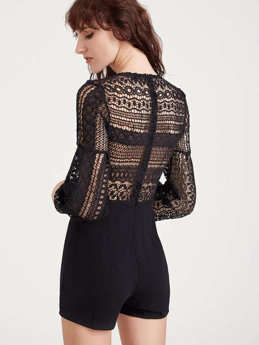 Black Lace Crochet Jumpsuit Periwinkley Shop