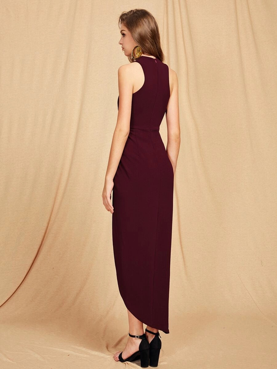 Cross Halterneck Asymmetrical Maxi Dress Periwinkley Shop