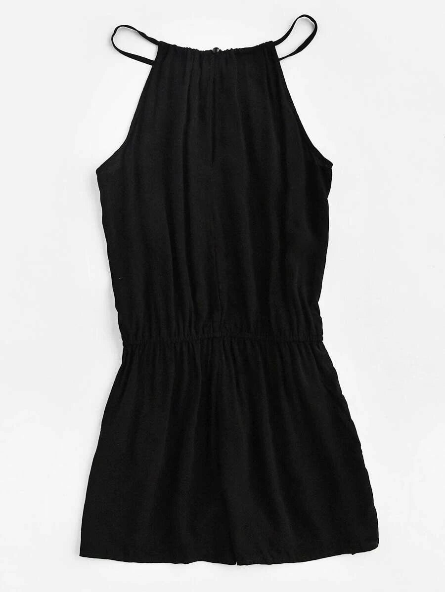 Embroidered Tape Detail Romper Periwinkley Shop