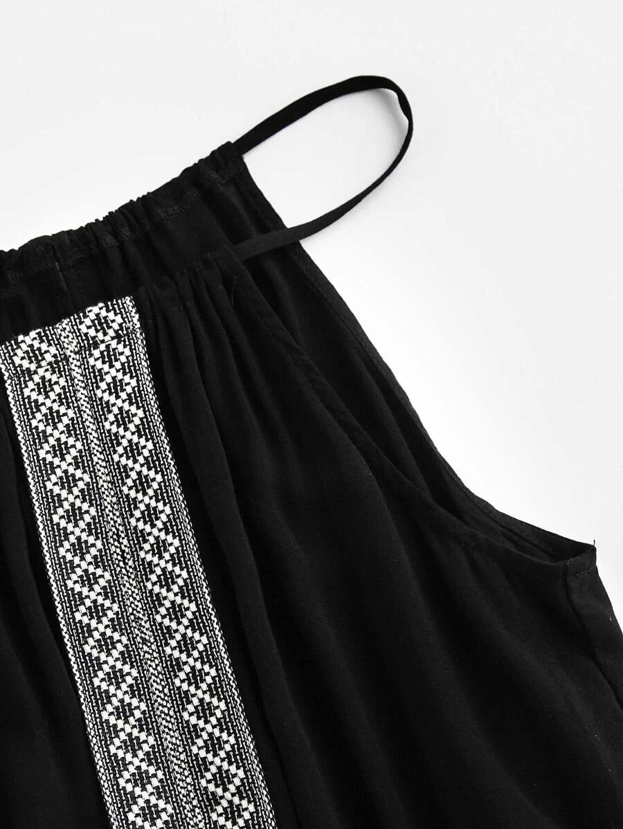 Embroidered Tape Detail Romper Periwinkley Shop