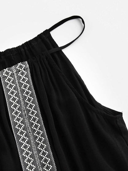 Embroidered Tape Detail Romper Periwinkley Shop