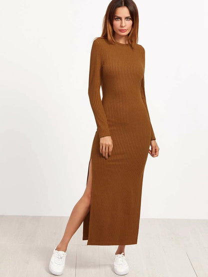 Long fitted ribbed dress Periwinkley Shop