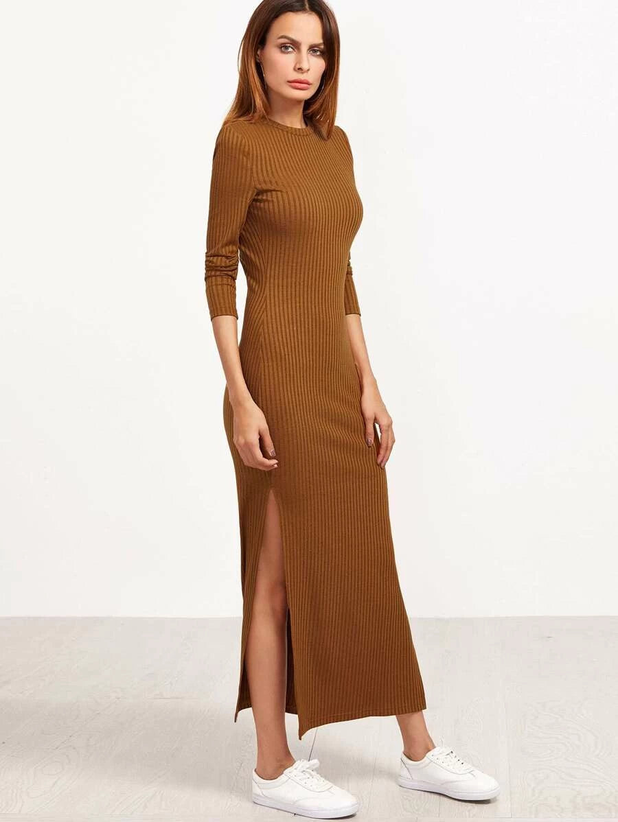 Long fitted ribbed dress Periwinkley Shop