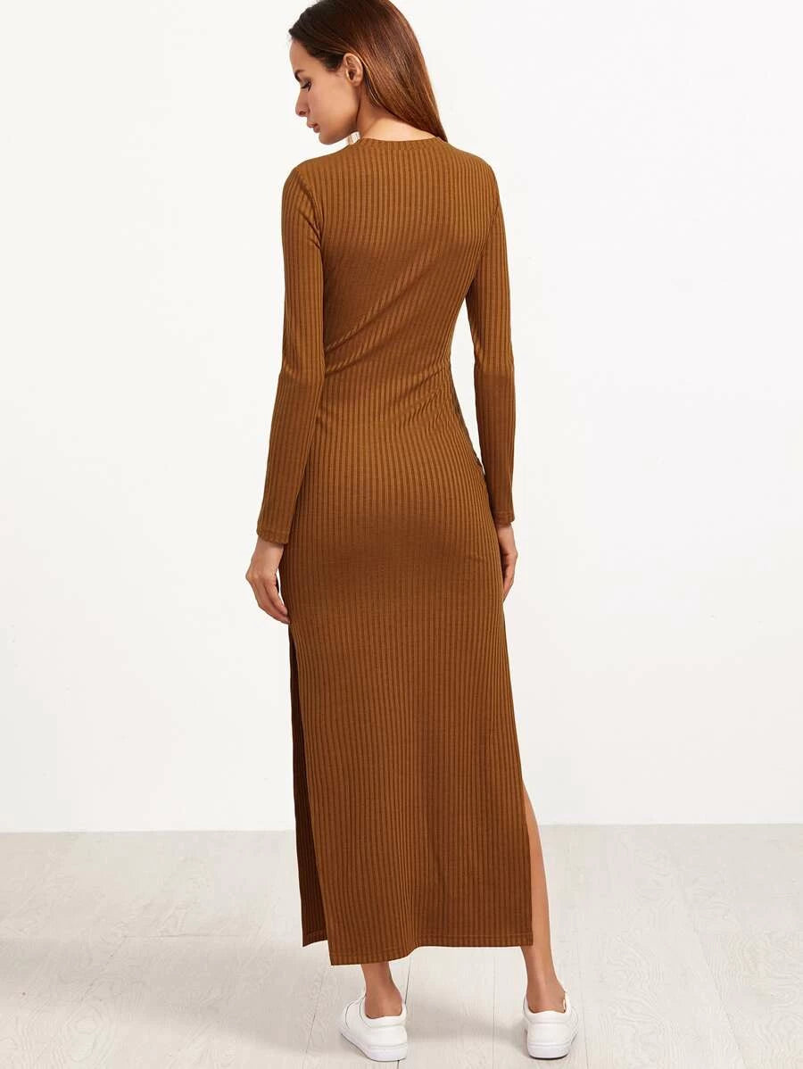 Long fitted ribbed dress Periwinkley Shop