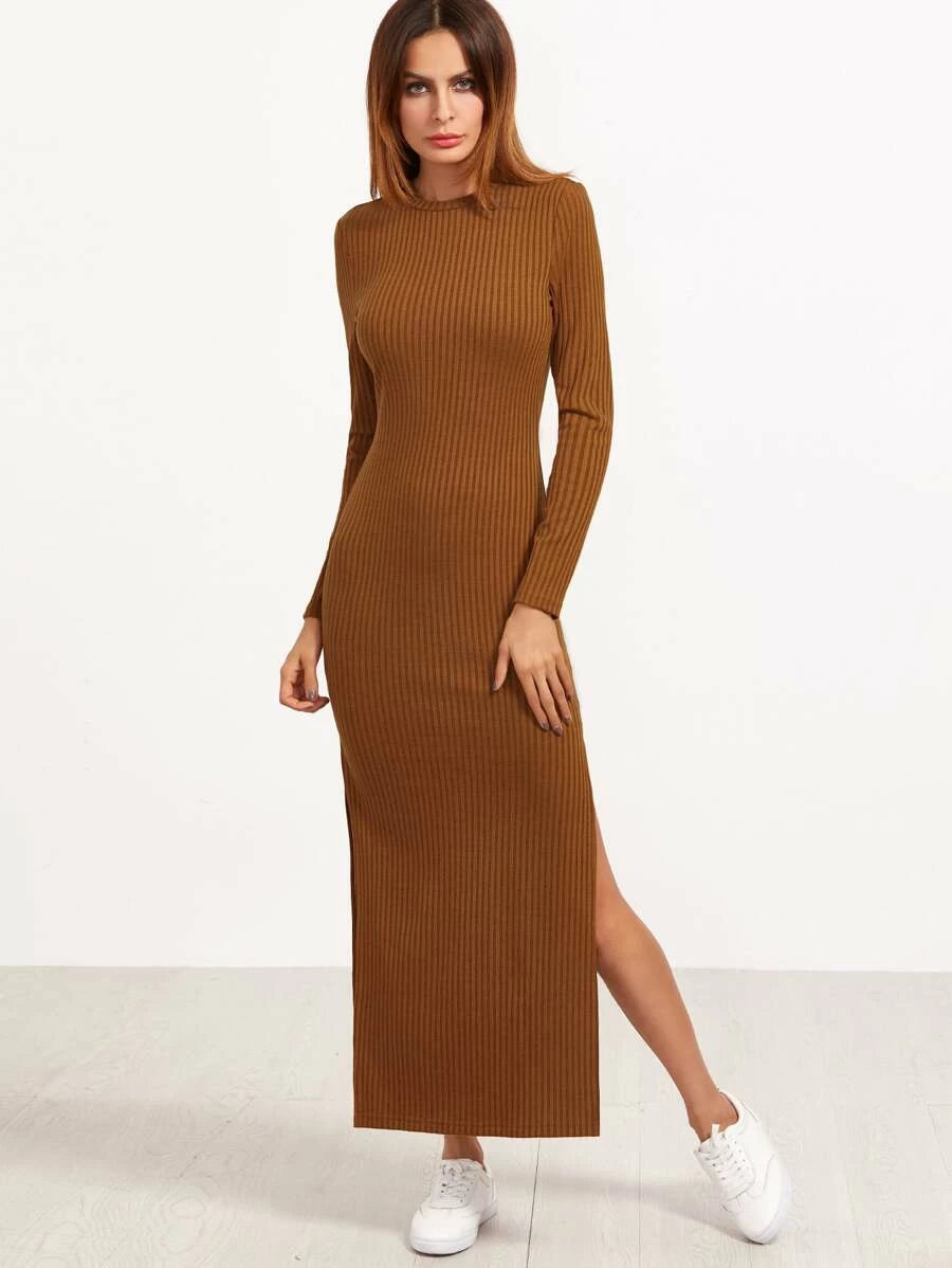 Long fitted ribbed dress Periwinkley Shop