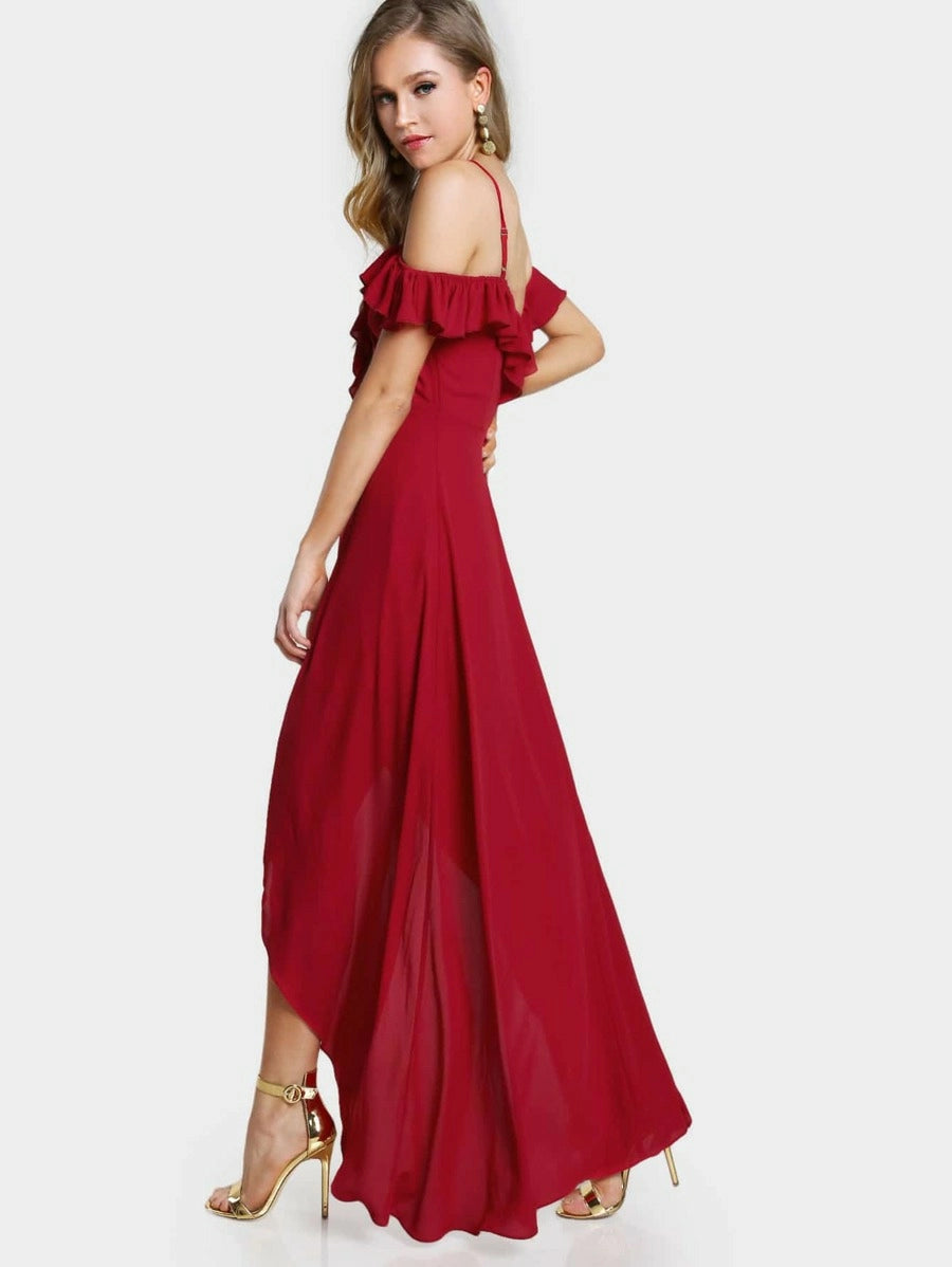 Flounce Cold Shoulder Wrap Split Prom Dress Periwinkley Shop