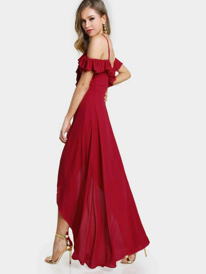 Flounce Cold Shoulder Wrap Split Prom Dress Periwinkley Shop