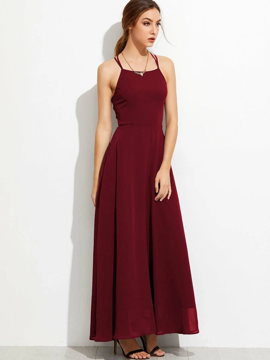 Lace Up Back Cami Dress Periwinkley Shop