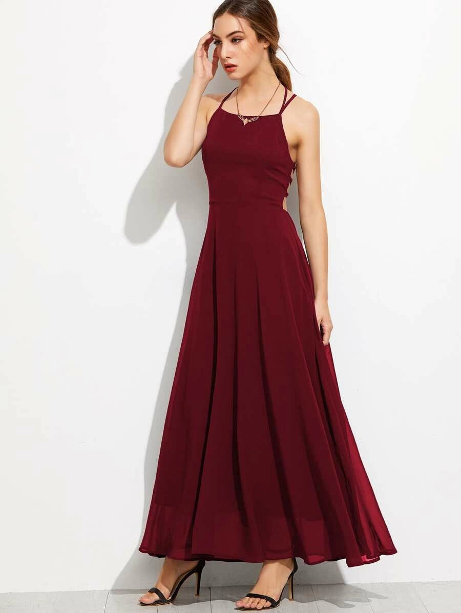 Lace Up Back Cami Dress Periwinkley Shop