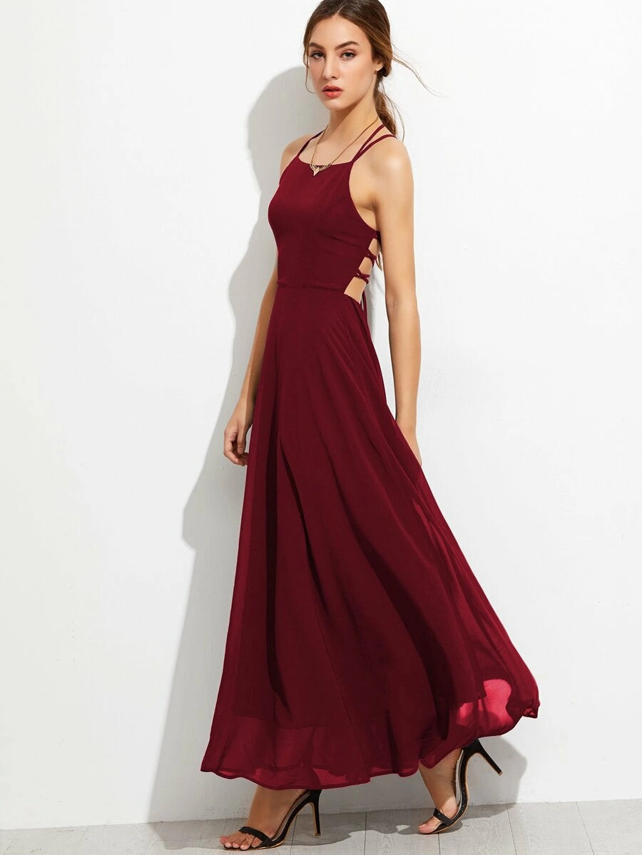 Lace Up Back Cami Dress Periwinkley Shop