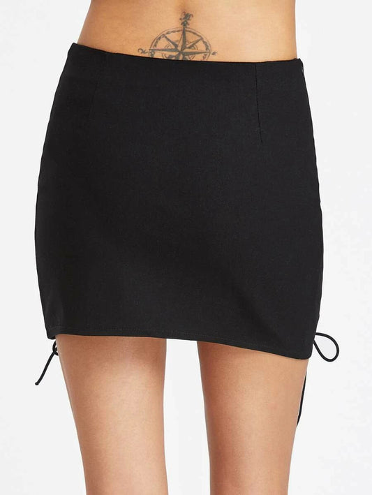 Double Slit Lace Up Mini Skirt Periwinkley Shop