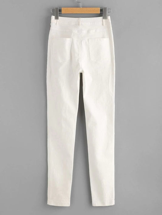 Blossom Embroidered Super Skinny Pants Periwinkley Shop