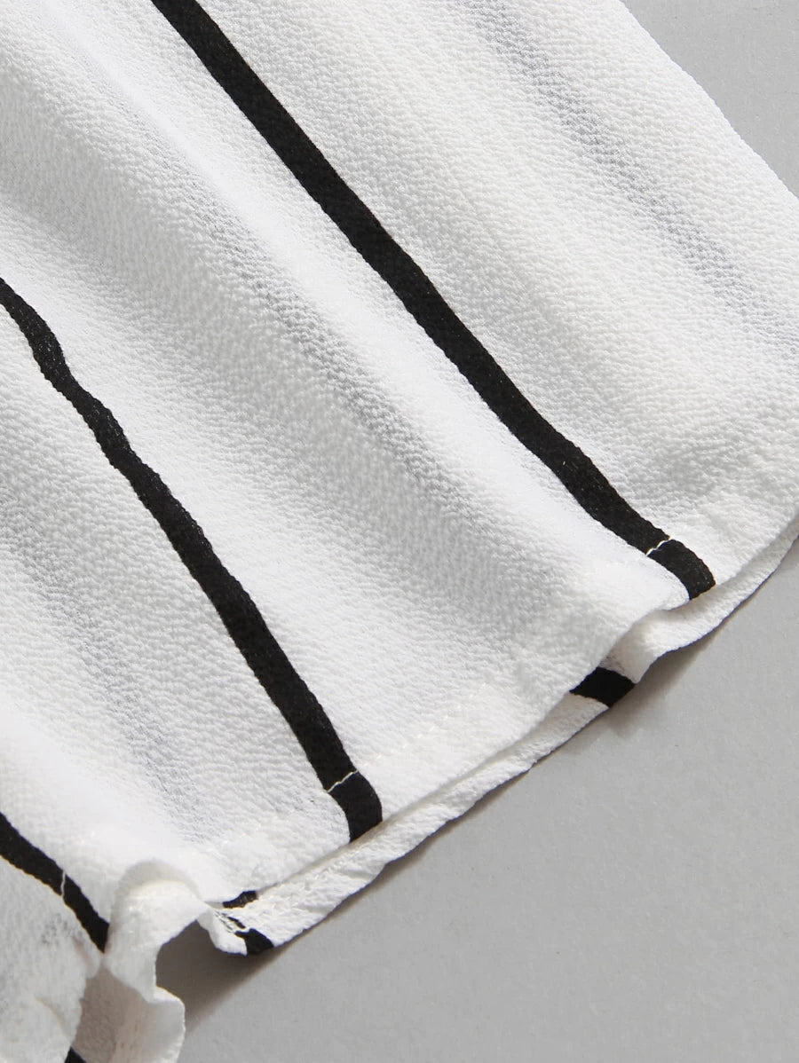 Vertical Striped Button Front Romper Periwinkley Shop