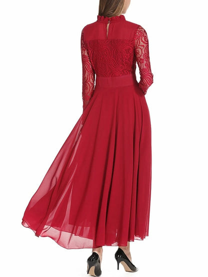 Lace Contrast Mesh Pleated High Waist One Piece Dress Periwinkley Shop