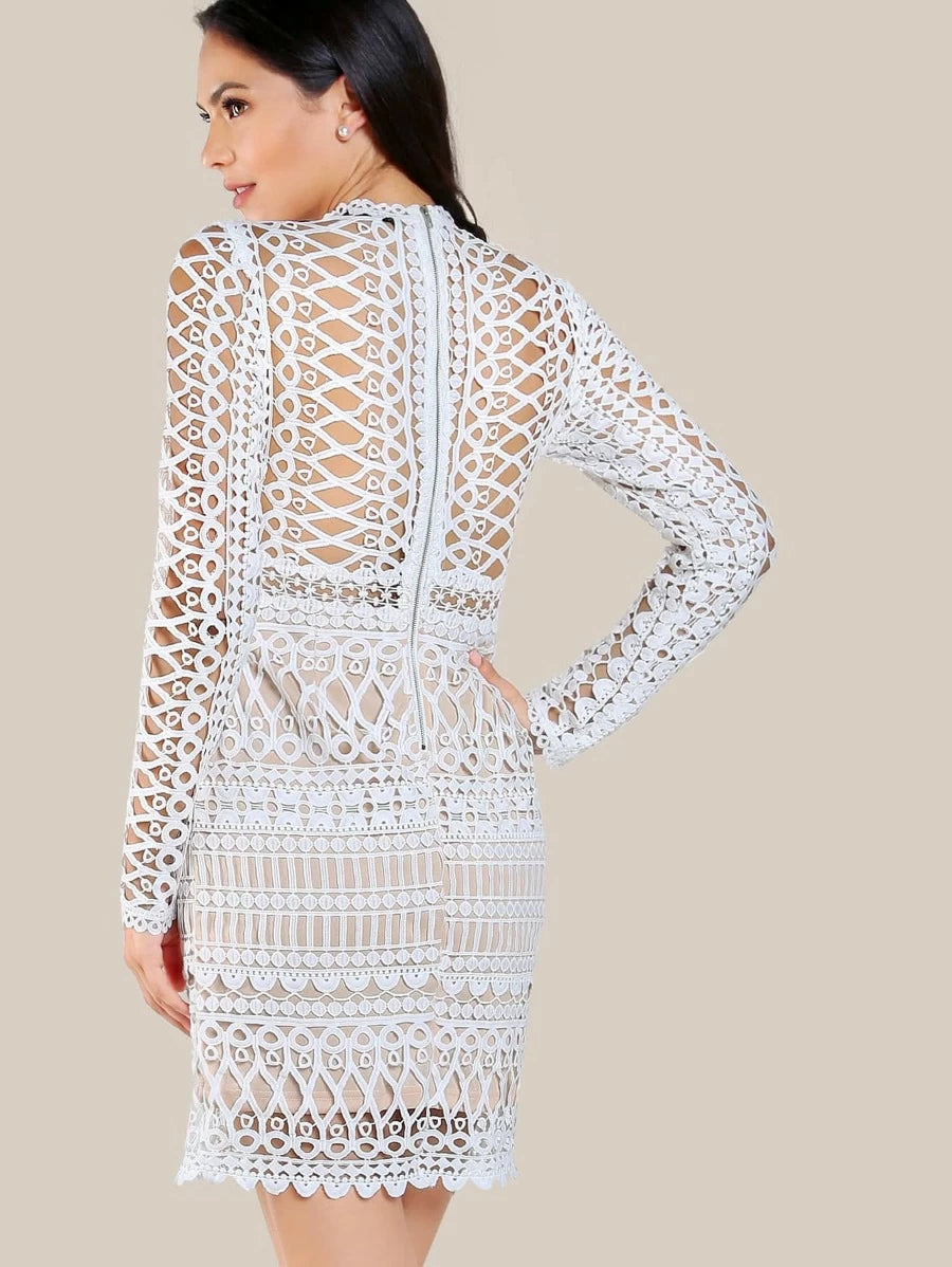 Circle Guipure Lace Overlay Dress Periwinkley Shop