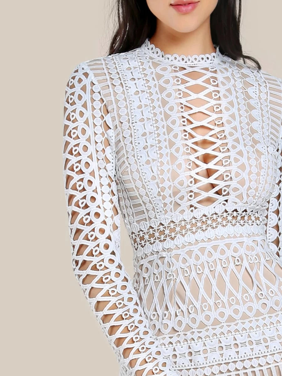 Circle Guipure Lace Overlay Dress Periwinkley Shop