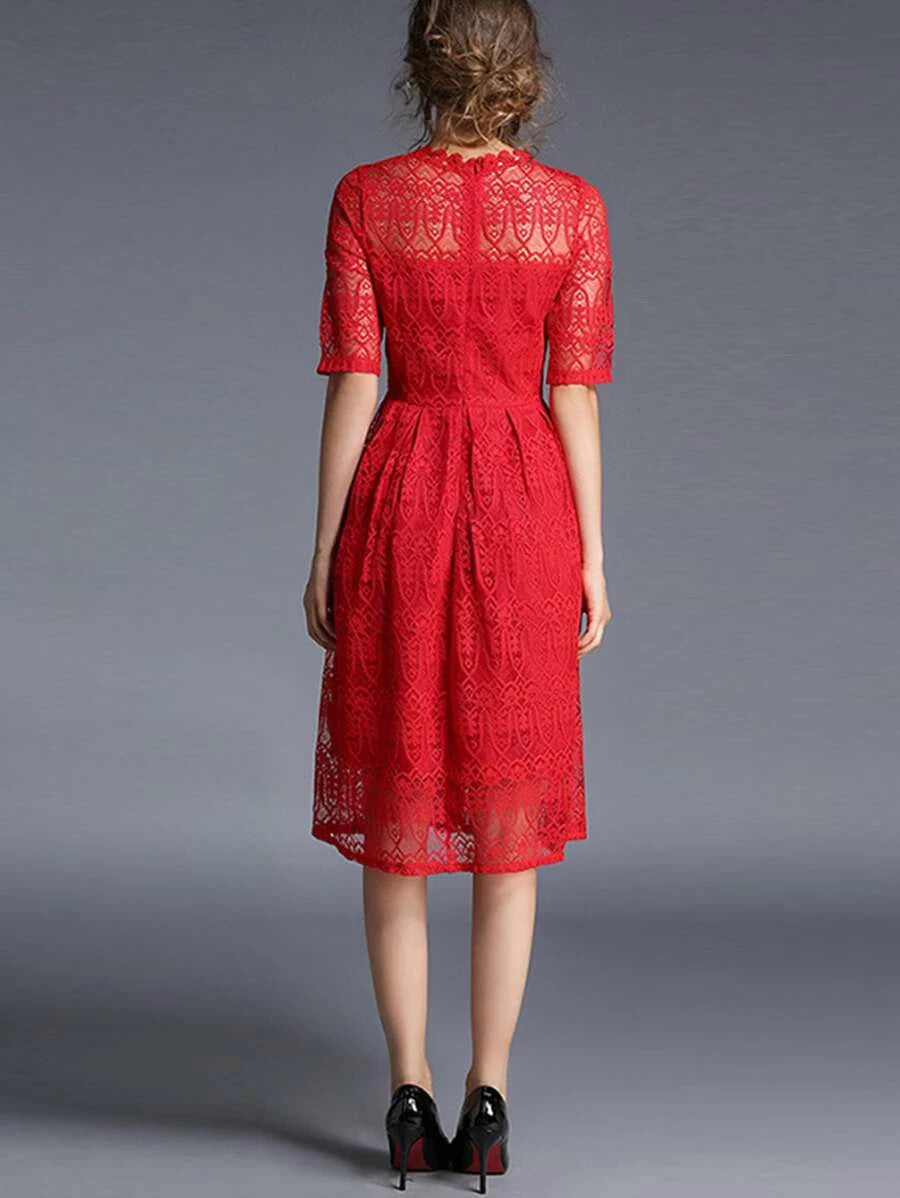 Lace Crochet Eblow Sleeve Dress Periwinkley Shop