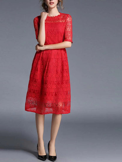 Lace Crochet Eblow Sleeve Dress Periwinkley Shop