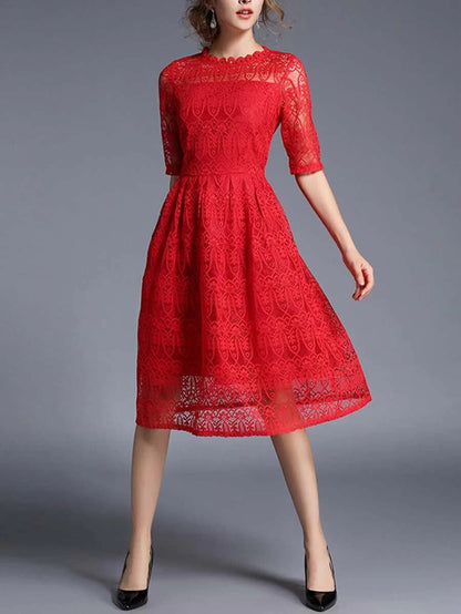 Lace Crochet Eblow Sleeve Dress Periwinkley Shop