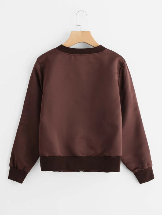 Pocket Sleeve Zip Up Jacket Periwinkley Shop