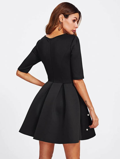 Pearl Beading Boxed Pleated Dress Periwinkley Shop