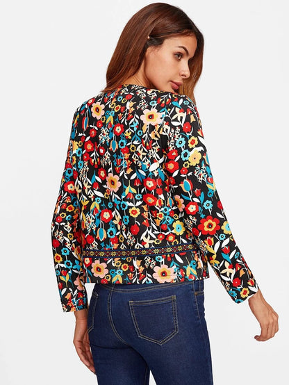 Press Button Placket Botanical Jacket Periwinkley Shop