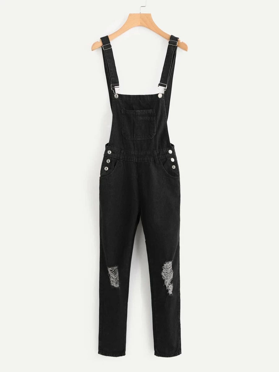 Distressed Denim Overalls Periwinkley Shop