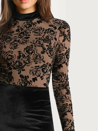 Flock Mesh Bodice Combo Dress Periwinkley Shop