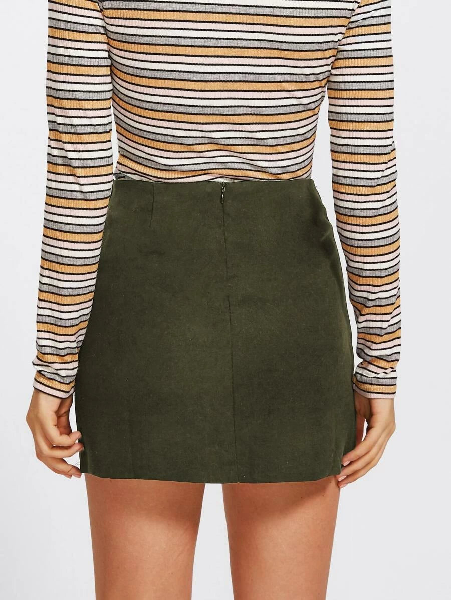 Grommet Lace Up Detail Skirt Periwinkley Shop