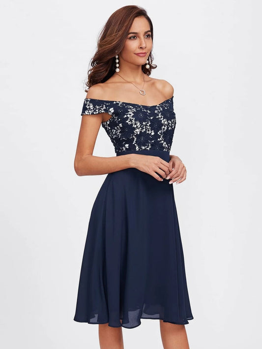 Guipure Lace Bodice Bardot Dress Periwinkley Shop
