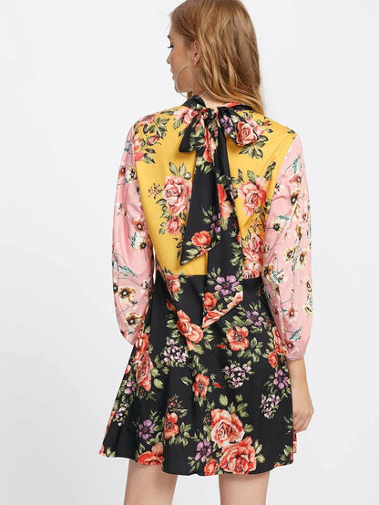 TieBack FLoral dress Periwinkley Shop