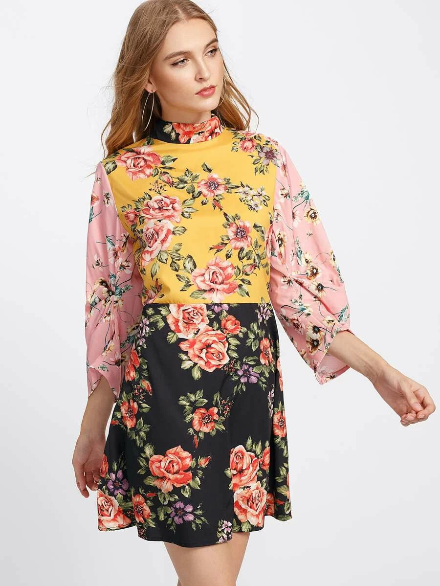 TieBack FLoral dress Periwinkley Shop