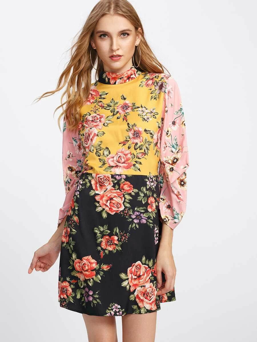 TieBack FLoral dress Periwinkley Shop