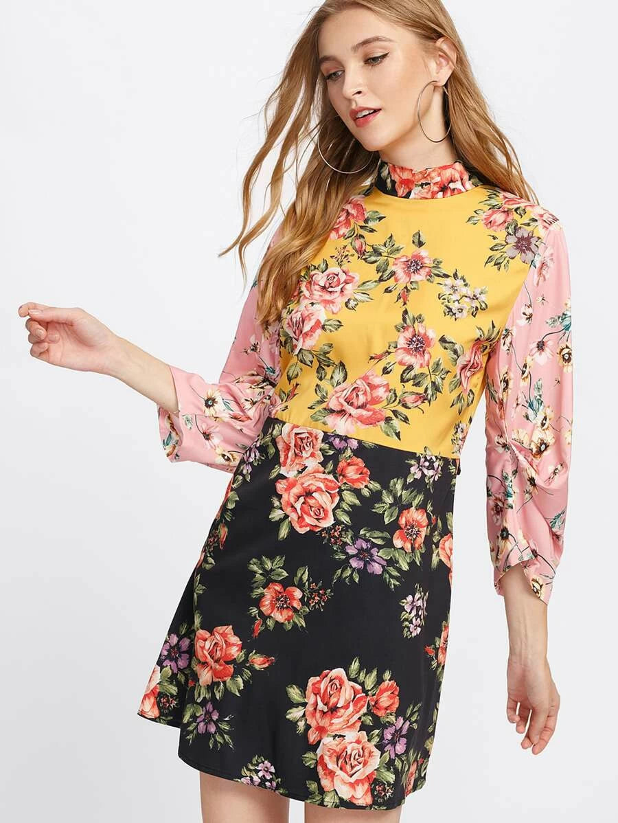 TieBack FLoral dress Periwinkley Shop