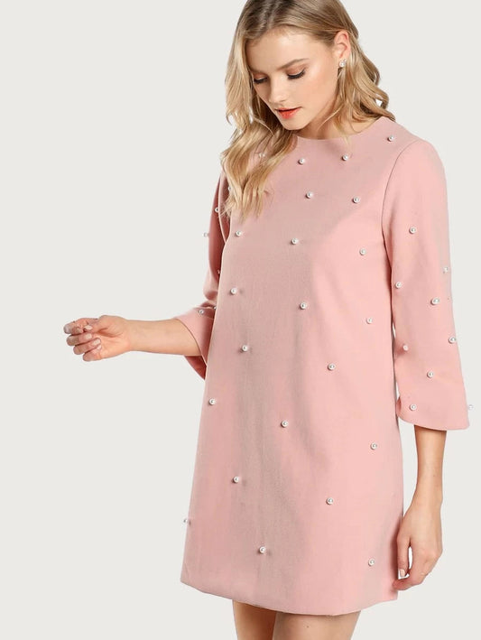 Pearl Embellished Tunic Dress Periwinkley Shop