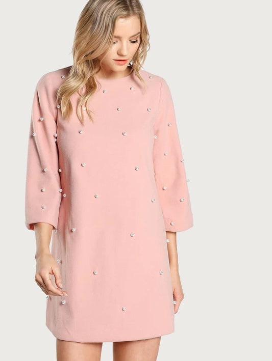 Pearl Embellished Tunic Dress Periwinkley Shop