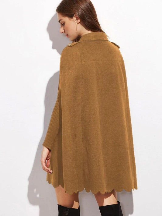 Double Breasted Scallop Edge Cape Coat Periwinkley Shop
